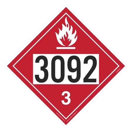 UN#3092 Flammable Stock Numbered Placard