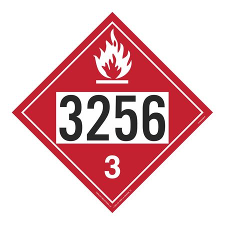 UN#3256 Flammable Liquid Numbered Placard