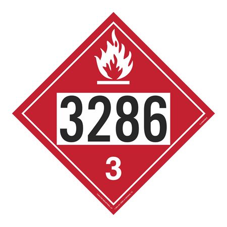 UN#3286 Flammable Liquid Numbered Placard