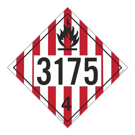 UN#3175 Flammable Solid Numbered Placard