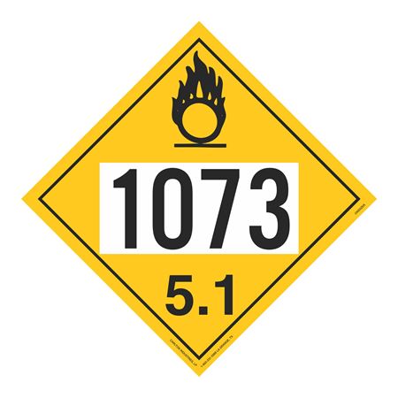 UN#1073 Oxidizer Stock Numbered Placard