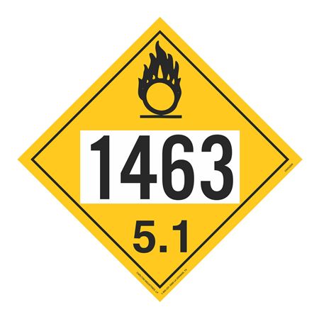 UN#1463 Oxidizer Stock Numbered Placard