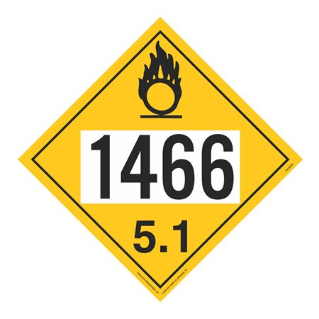 UN#1466 Oxidizer Stock Numbered Placard