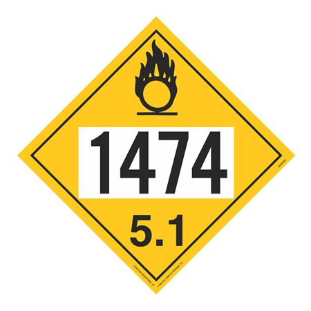 UN#1474 Oxidizer Stock Numbered Placard