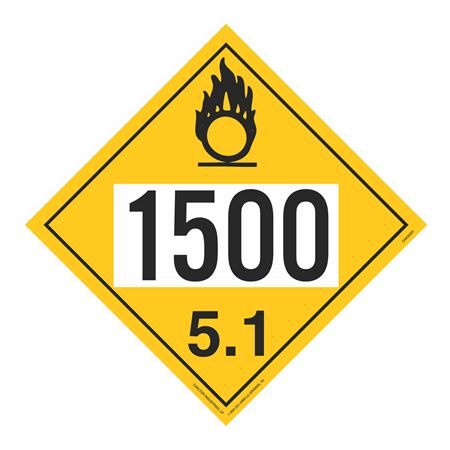 UN#1500 Oxidizer Numbered Placard