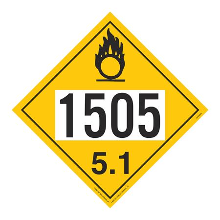 UN#1505 Oxidizer Numbered Placard