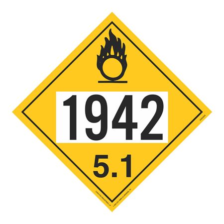 UN#1942 Oxidizer Numbered Placard