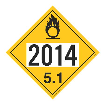 UN#2014 Oxidizer Stock Numbered Placard