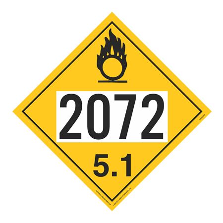 UN#2072 Oxidizer Stock Numbered Placard
