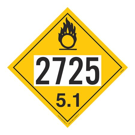 UN#2725 Oxidizer Numbered Placard