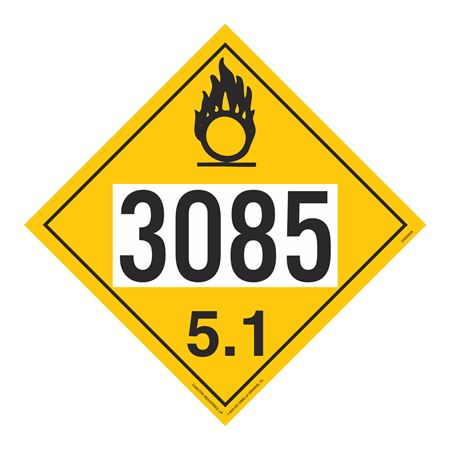 UN#3085 Oxidizer Numbered Placard