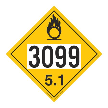 UN#3099 Oxidizer Numbered Placard