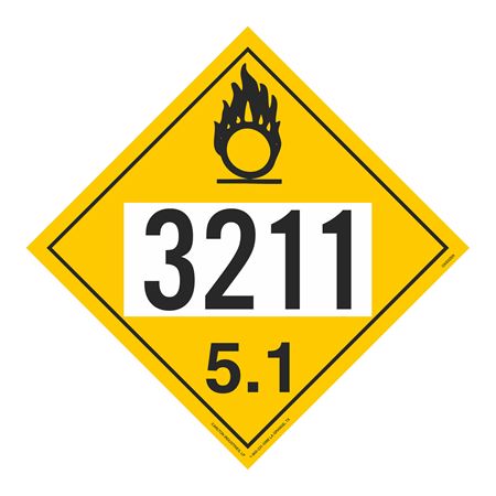 UN#3211 Oxidizer Stock Numbered Placard