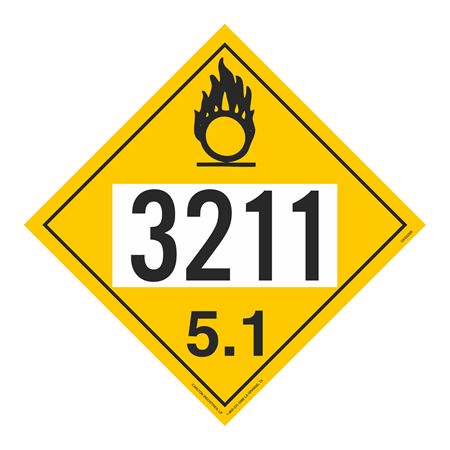 UN#3211 Oxidizer Numbered Placard