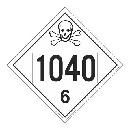 UN#1040 Poison Stock Numbered Placard