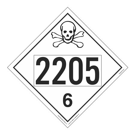 UN#2205 Poison Stock Numbered Placard