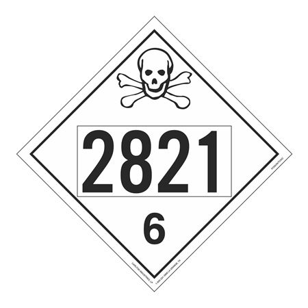 UN#2821 Poison Stock Numbered Placard