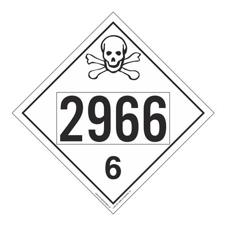 UN#2966 Poison/Toxic Numbered Placard