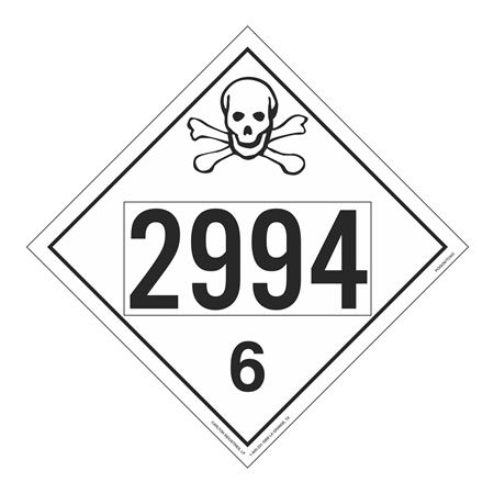 UN#2994 Poison/Toxic Numbered Placard