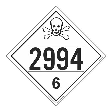 UN#2994 Poison Stock Numbered Placard