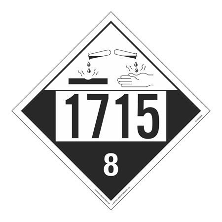 UN#1715 Corrosive Stock Numbered Placard