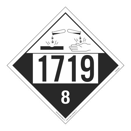 UN#1719 Corrosive Stock Numbered Placard