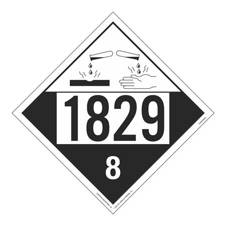 UN#1829 Corrosive Numbered Placard