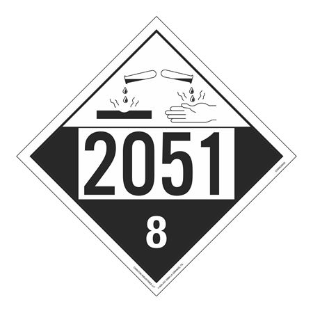 UN#2051 Corrosive Stock Numbered Placard