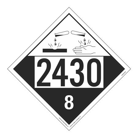 UN#2430 Corrosive Stock Numbered Placard