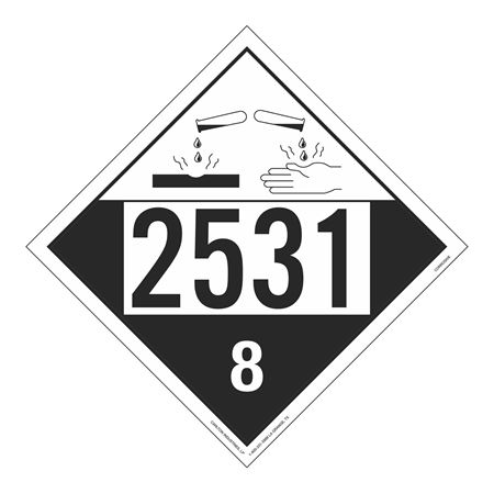 UN#2531 Corrosive Stock Numbered Placard