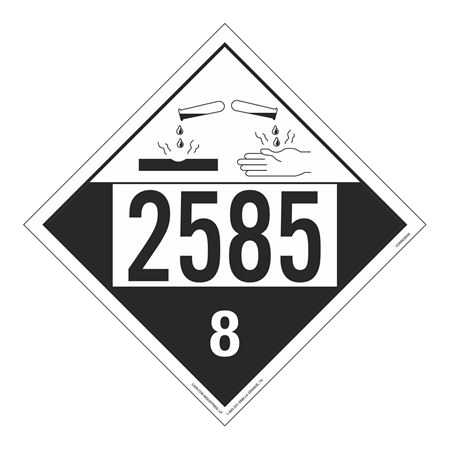UN#2585 Corrosive Stock Numbered Placard