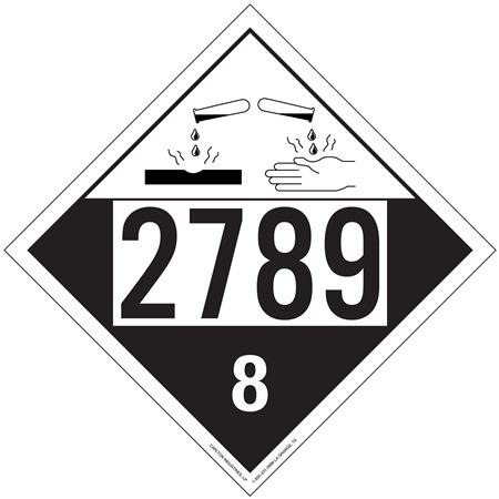 UN#2789 Corrosive Stock Numbered Placard