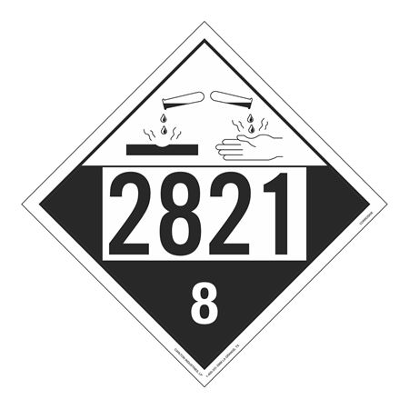 UN#2821 Corrosive Stock Numbered Placard