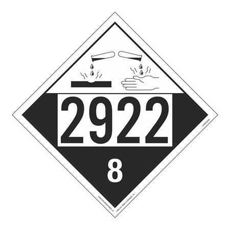 UN#2922 Corrosive Stock Numbered Placard