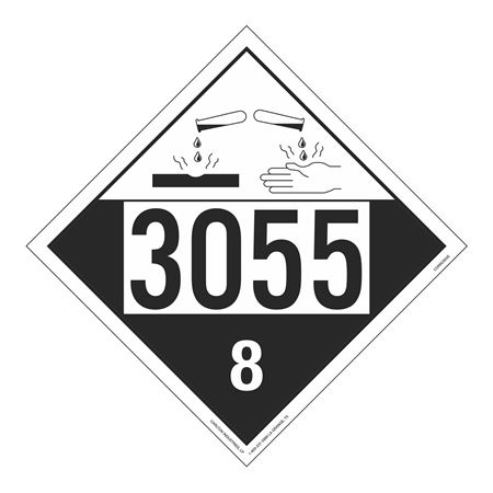 UN#3055 Corrosive Stock Numbered Placard