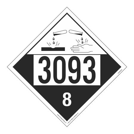 UN#3093 Corrosive Numbered Placard