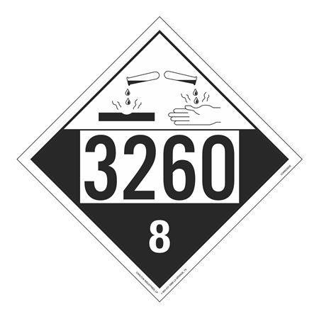 UN#3260 Corrosive Stock Numbered Placard