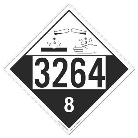 UN#3264 Corrosive Stock Numbered Placard