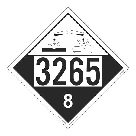 UN#3265 Corrosive Stock Numbered Placard