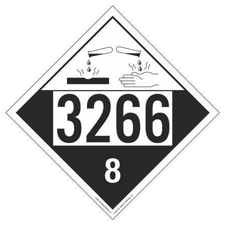 UN#3266 Corrosive Stock Numbered Placard