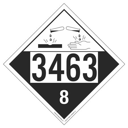 UN#3463 Corrosive Numbered Placard