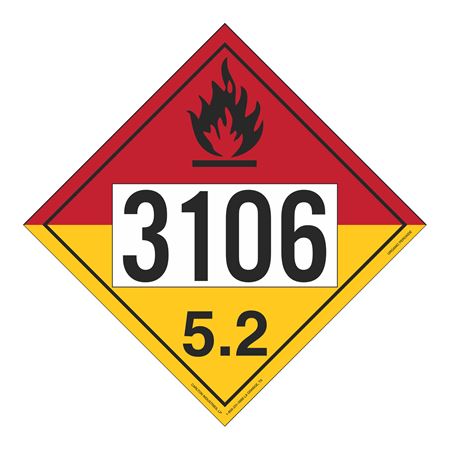 UN#3106 Organic Peroxide Numbered Placard