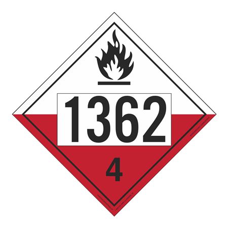 UN#1362 Spontaneously Combustible Numbered Placard