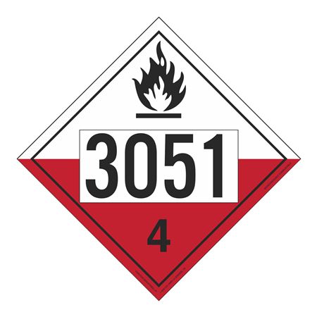 UN#3051 Spontaneously Combustible Numbered Placard