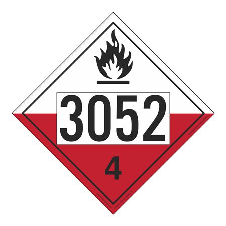 UN#3052 Spontaneously Combustible Numbered Placard