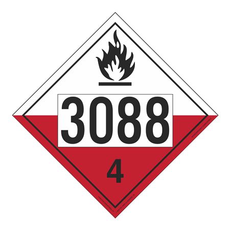 UN#3088 Spontaneously Combustible Numbered Placard