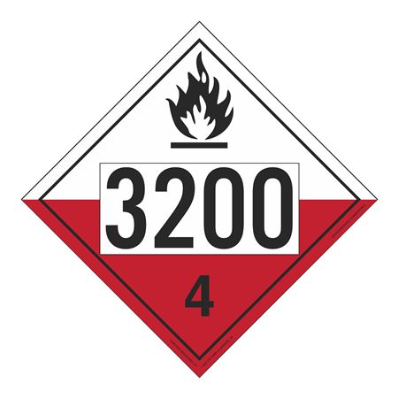 UN#3200 Spontaneously Combustible Numbered Placard