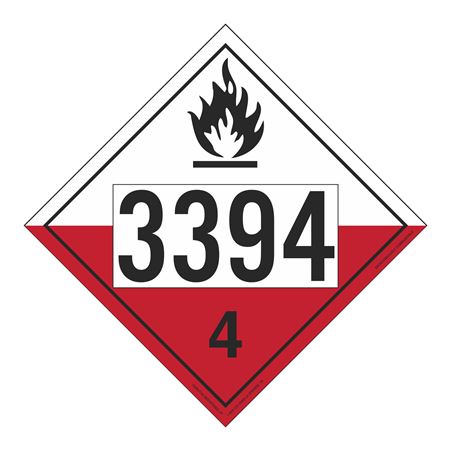 UN#3394 Spontaneously Combustible Numbered Placard