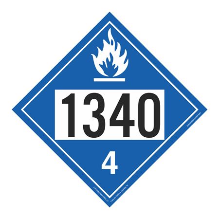 UN#1340 Dangerous When Wet Stock Numbered Placard
