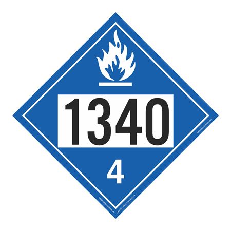 UN#1340 Dangerous When Wet Numbered Placard